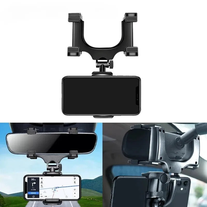 Rearview Mirror Phone Holder – Adjustable Car Mount for Hands-Free Navigation