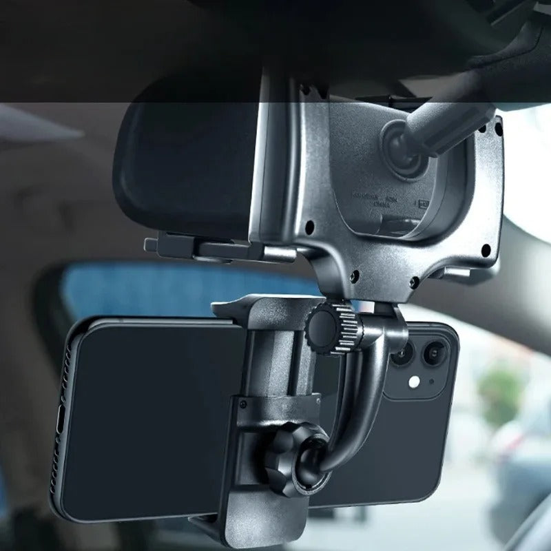 Rearview Mirror Phone Holder โ Adjustable Car Mount for Hands-Free Navigation