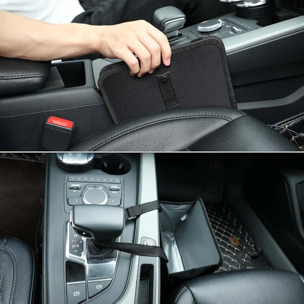 Leakproof Car Trash Bin โ Waterproof Hanging Waste Organizer for Car Interior